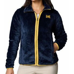 Columbia Michigan Wolverines Fire Side Full-Zip Jacket Women’s Small Navy Blue